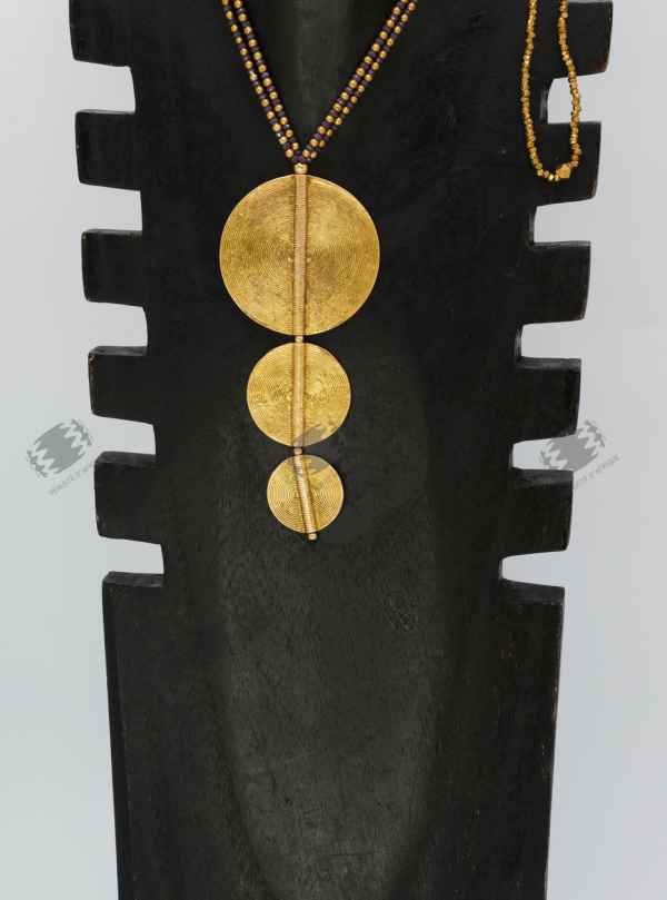 Collier sautoir 3 pendentifs bronze Baoulé